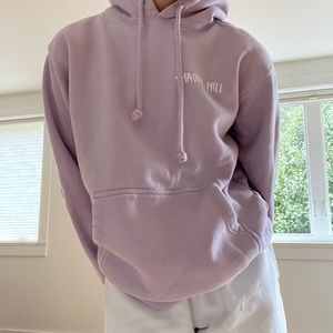 Oversized Shadow Hill purple merch hoodie
